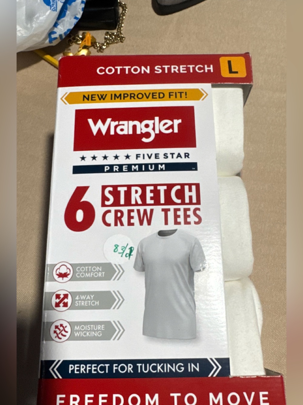 Wrangler White Stretch Crew Tees - 6 Pack